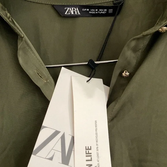 Zara Khaki Long Sleeve Dress - Picture 2 of 4